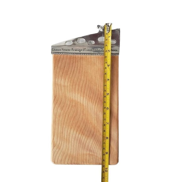 Thick Wood Mini Cheese Cutting Board or Serving Tray With Pewter Mouse - Picture 7 of 9